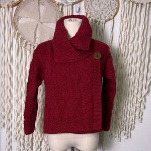 Blarney Country Heritage | Irish Woollen Mills Red Wool Wrap Sweater Size XS/S